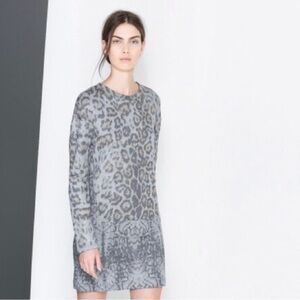 ZARA COLLECTION ~ Grey Leopard Print Dress ~ Size Small